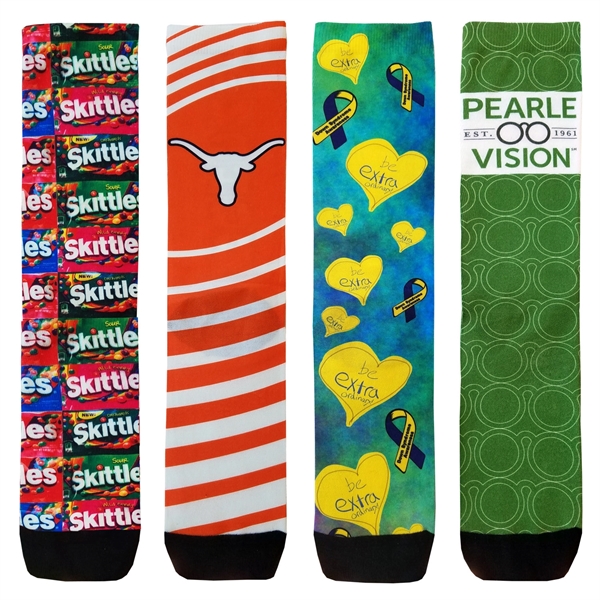 USA Made Full Color Couleurs Dye Sub Dress Socks with black... from ASI 90160 Suntex Industries