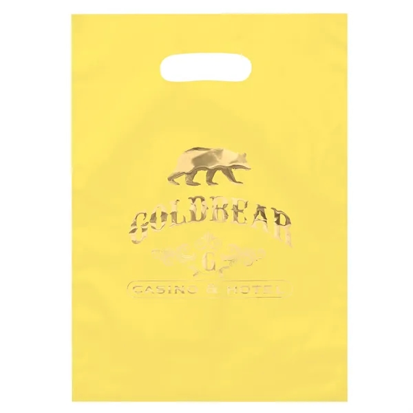 Hi-density 2.5 mil frosted plastic bag with die cut handles.... from ASI 37940 Bag Makers Inc