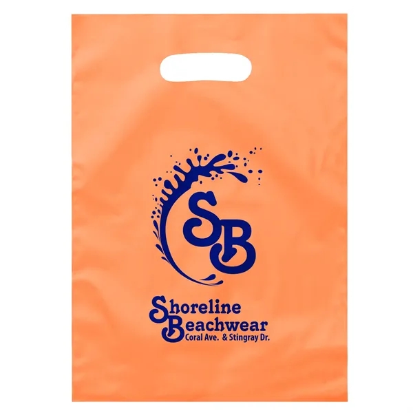 Hi-density 2.5 mil frosted plastic bag with die cut handles.... from ASI 37940 Bag Makers Inc