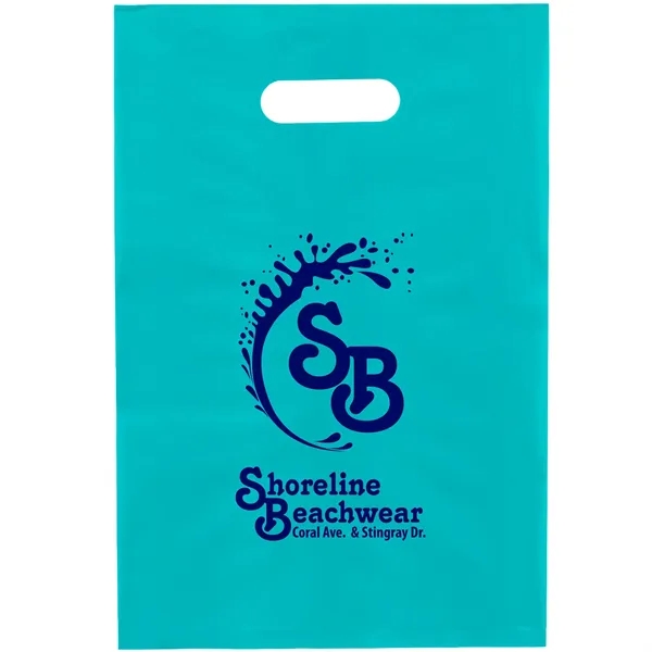Hi-density 2.5 mil frosted plastic bag with die cut handles.... from ASI 37940 Bag Makers Inc