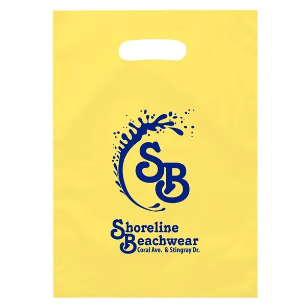 Hi-density 2.5 mil frosted plastic bag with die cut handles.... from ASI 37940 Bag Makers Inc