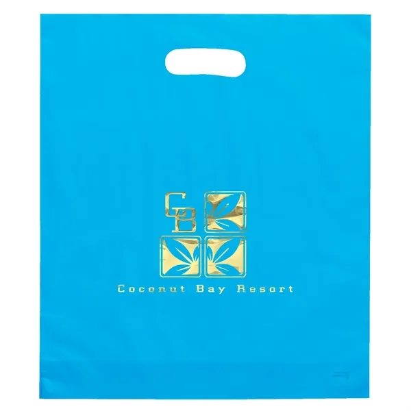 Hi-density 2.5 mil frosted plastic bags with die cut handles... from ASI 37940 Bag Makers Inc