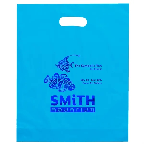 Hi-density 2.5 mil frosted plastic bags with die cut handles... from ASI 37940 Bag Makers Inc
