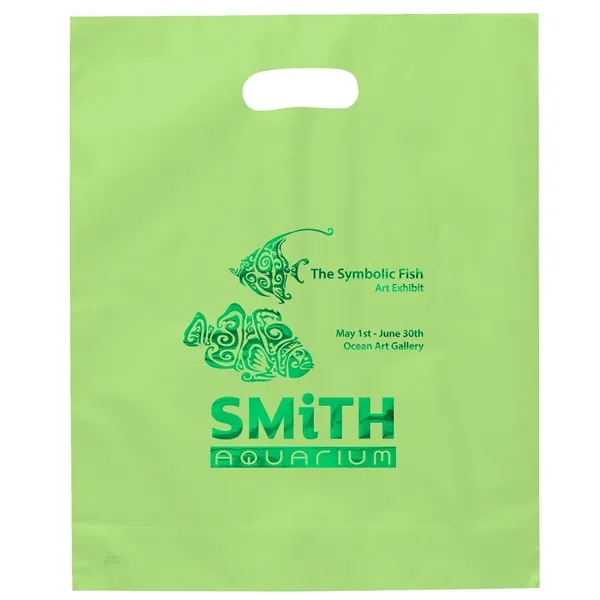 Hi-density 2.5 mil frosted plastic bags with die cut handles... from ASI 37940 Bag Makers Inc
