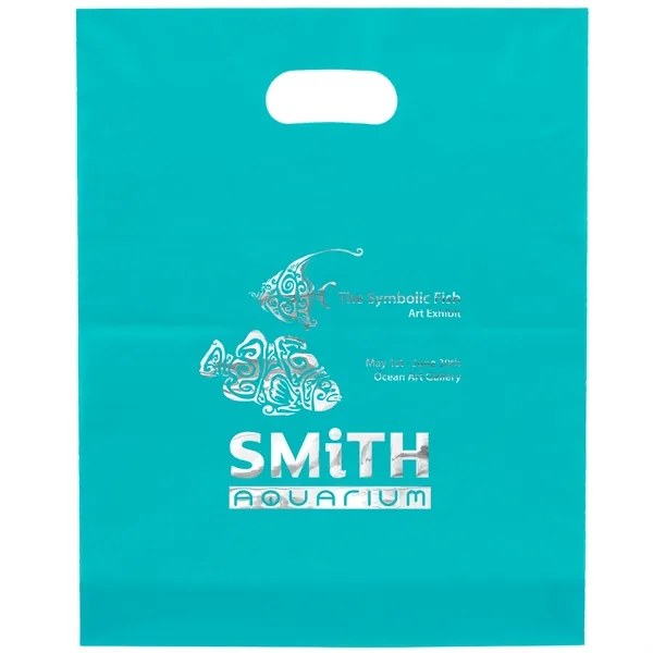 Hi-density 2.5 mil frosted plastic bags with die cut handles... from ASI 37940 Bag Makers Inc