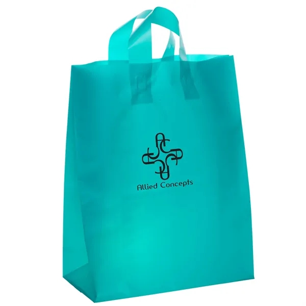 Colorful hi-density frosted plastic bag with fused loop handles.... from ASI 37940 Bag Makers Inc