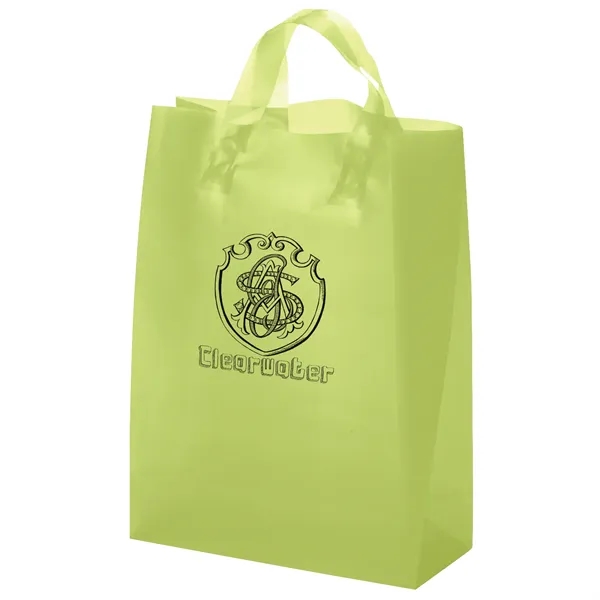 Colorful hi-density frosted plastic bag with fused loop handles.... from ASI 37940 Bag Makers Inc