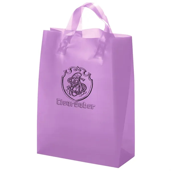 Colorful hi-density frosted plastic bag with fused loop handles.... from ASI 37940 Bag Makers Inc