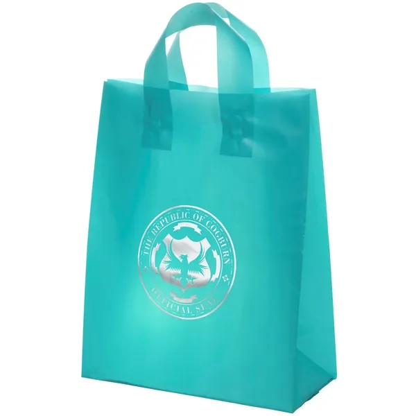 Colorful hi-density frosted plastic bag with fused loop handles.... from ASI 37940 Bag Makers Inc