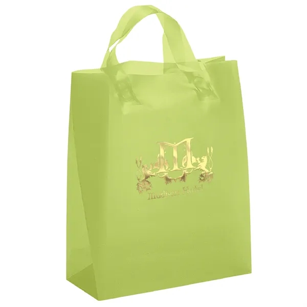 Colorful hi-density frosted plastic bag with fused loop handles.... from ASI 37940 Bag Makers Inc
