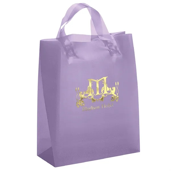 Colorful hi-density frosted plastic bag with fused loop handles.... from ASI 37940 Bag Makers Inc