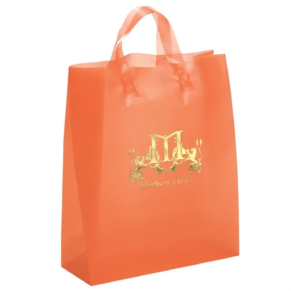 Colorful hi-density frosted plastic bag with fused loop handles.... from ASI 37940 Bag Makers Inc