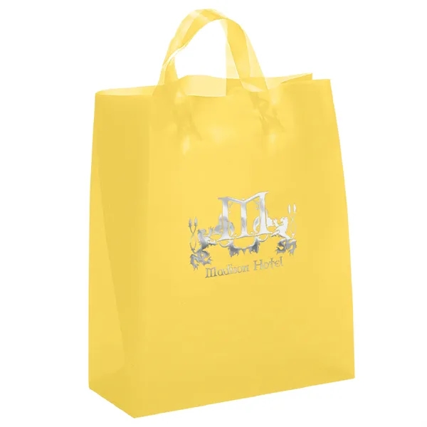 Colorful hi-density frosted plastic bag with fused loop handles.... from ASI 37940 Bag Makers Inc