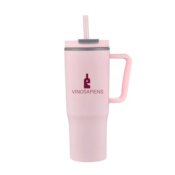30oz Double Wall Plastic Travel Mug with matching handle and straw... from ASI 90859 Tempo Industries Inc / Tempo Tempoline