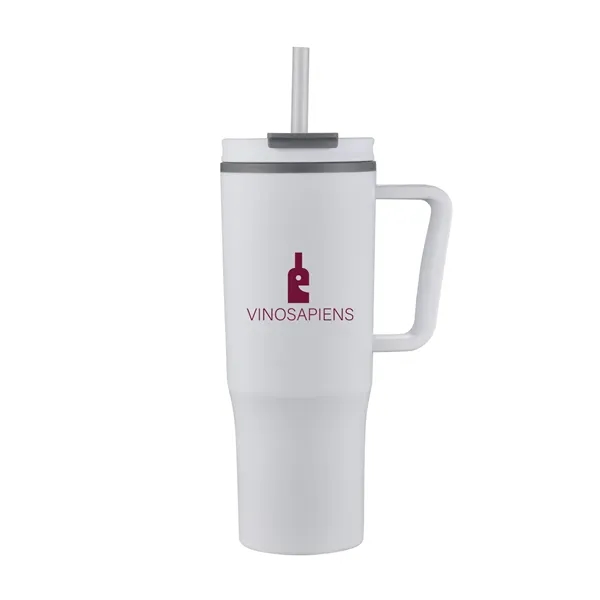30oz Double Wall Plastic Travel Mug with matching handle and straw... from ASI 90859 Tempo Industries Inc / Tempo Tempoline