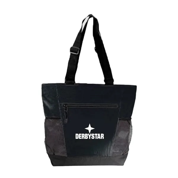 Zipper polyester tote bag with one mesh pocket.... from ASI 31517 Admart Products / Admart Line