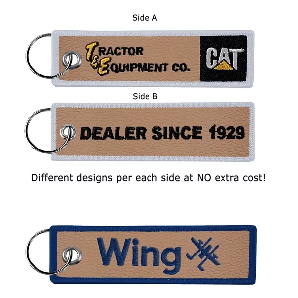 Embroidered key tag that measures 1 1/2" x 5" with faux... from ASI 90160 Suntex Industries