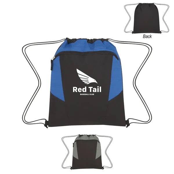 Heathered drawstring backpack made of 600 denier polyester with a large... from ASI 61125 Hit Promotional Products / Hit®