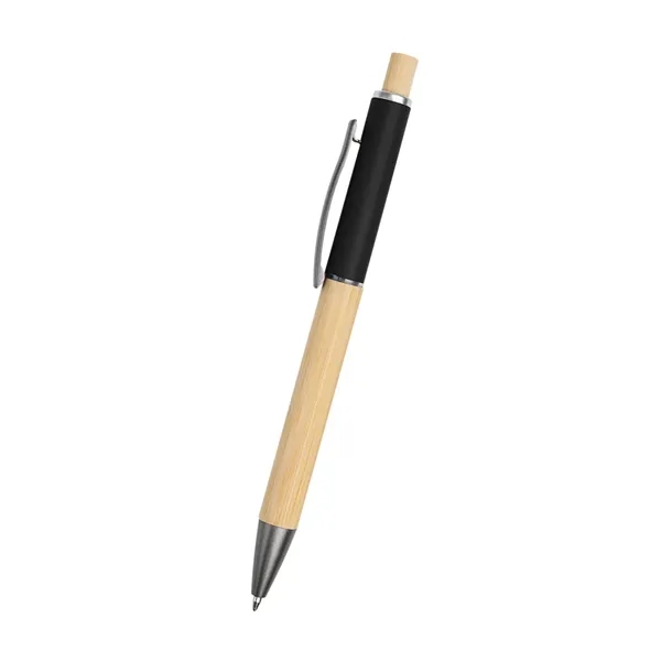 Bamboo ballpoint pen with plunger action mechanism and slow-write low viscosity... from ASI 61125 Hit Promotional Products / Hit®