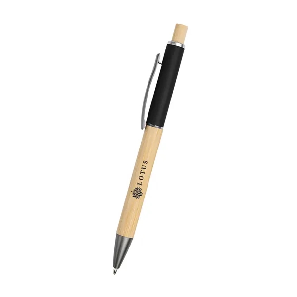 Bamboo ballpoint pen with plunger action mechanism and slow-write low viscosity... from ASI 61125 Hit Promotional Products / Hit®