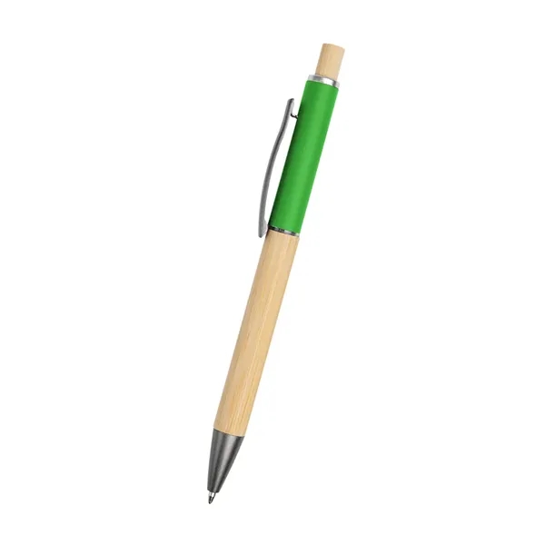 Bamboo ballpoint pen with plunger action mechanism and slow-write low viscosity... from ASI 61125 Hit Promotional Products / Hit®