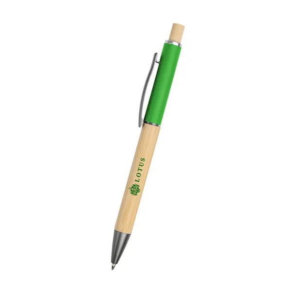 Bamboo ballpoint pen with plunger action mechanism and slow-write low viscosity... from ASI 61125 Hit Promotional Products / Hit®