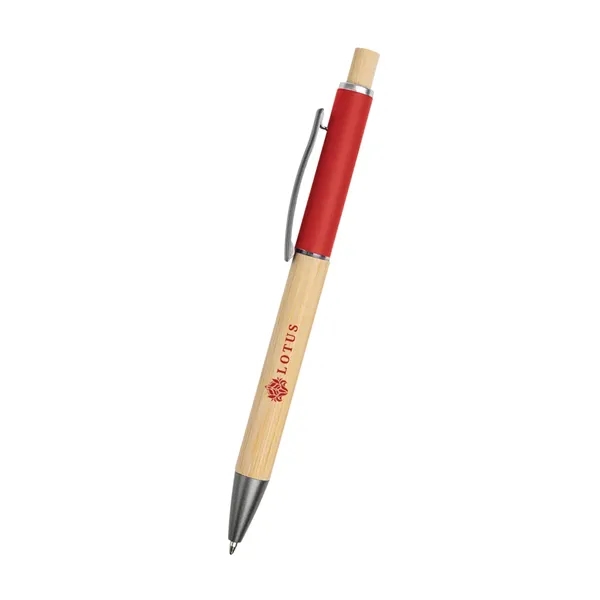 Bamboo ballpoint pen with plunger action mechanism and slow-write low viscosity... from ASI 61125 Hit Promotional Products / Hit®