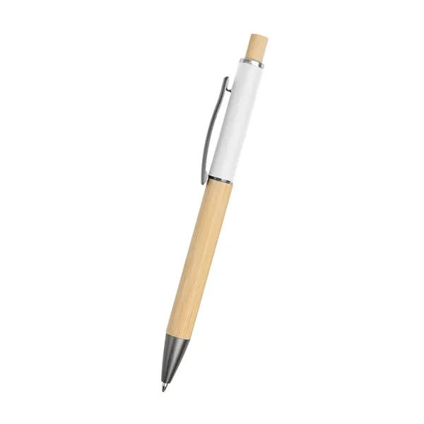 Bamboo ballpoint pen with plunger action mechanism and slow-write low viscosity... from ASI 61125 Hit Promotional Products / Hit®