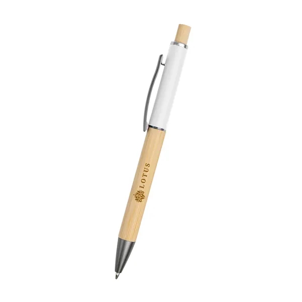 Bamboo ballpoint pen with plunger action mechanism and slow-write low viscosity... from ASI 61125 Hit Promotional Products / Hit®