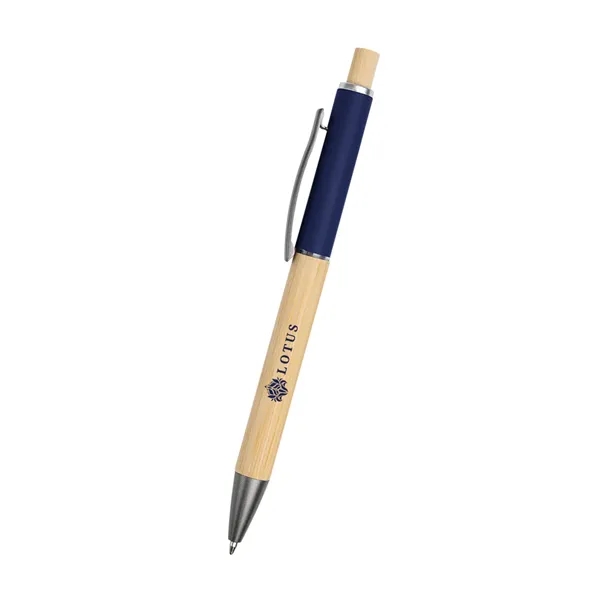 Bamboo ballpoint pen with plunger action mechanism and slow-write low viscosity... from ASI 61125 Hit Promotional Products / Hit®