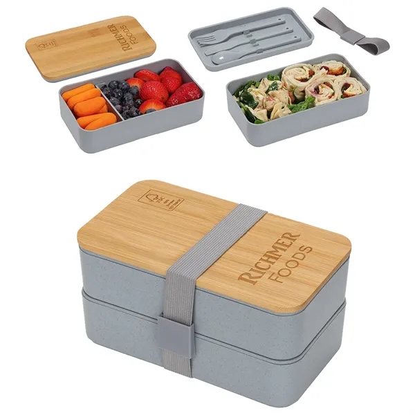 Lunch Box with FSC® Bamboo Lid & Utensils... from ASI 36730 Ariel Premium Supply Inc
