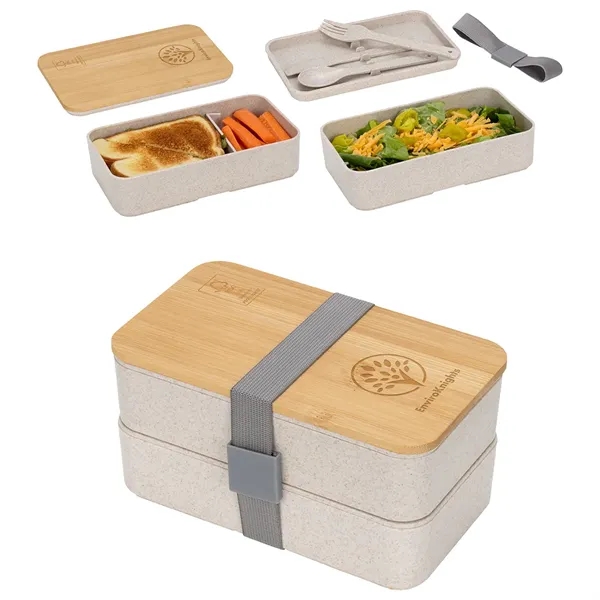 Lunch Box with FSC® Bamboo Lid & Utensils... from ASI 36730 Ariel Premium Supply Inc