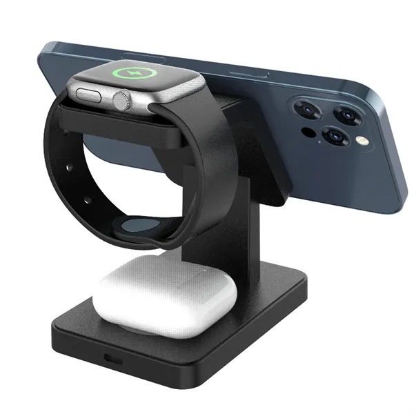 3-in-1 magnetic fast charging wireless charger plus 1C1P silkscreen or laser... from ASI 37218 Athena Promo (tm)