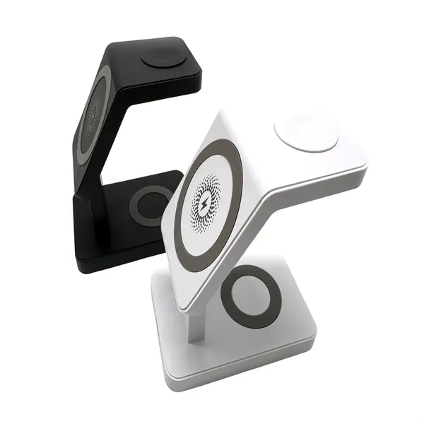 3-in-1 magnetic fast charging wireless charger plus 1C1P silkscreen or laser... from ASI 37218 Athena Promo (tm)