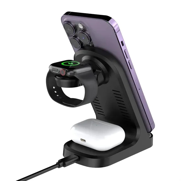 3 in 1 fast charging wireless charger plus 1C1P silkscreen or... from ASI 37218 Athena Promo (tm)