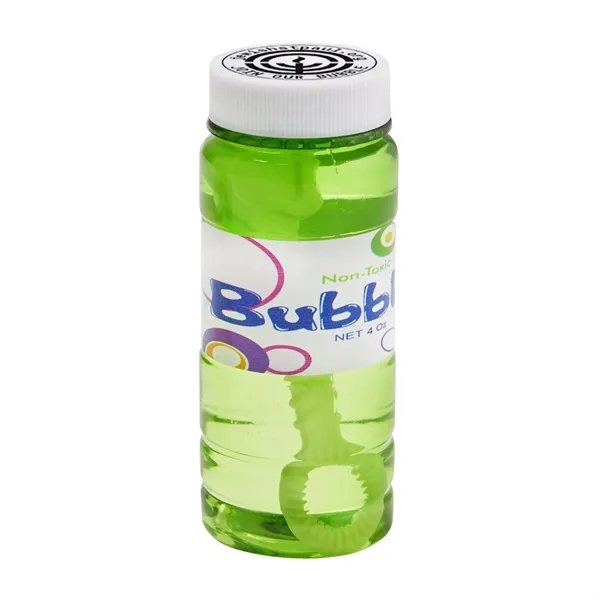 Four ounce translucent plastic bottle of bubbles with easy grip five-point... from ASI 63549 Jornik Manufacturing Corp