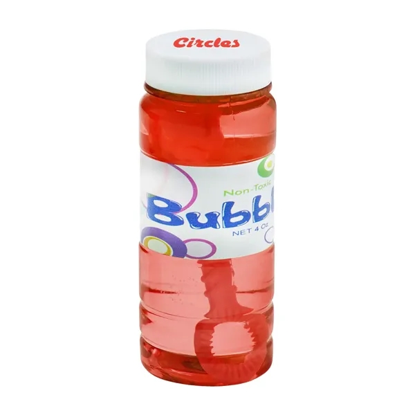 Four ounce translucent plastic bottle of bubbles with easy grip five-point... from ASI 63549 Jornik Manufacturing Corp