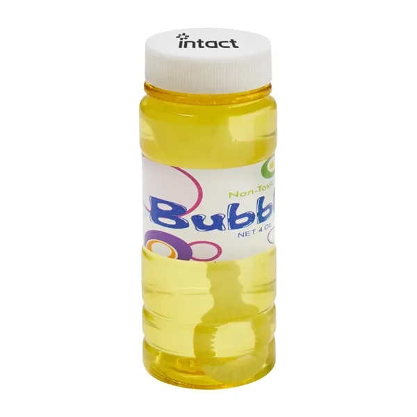 Four ounce translucent plastic bottle of bubbles with easy grip five-point... from ASI 63549 Jornik Manufacturing Corp