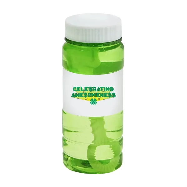 Four ounce translucent plastic bottle of bubbles with lid and five... from ASI 63549 Jornik Manufacturing Corp