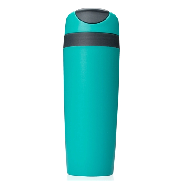 BPA-free 16 oz. plastic travel tumbler with flip lip, frosted color... from ASI 39552 BEL Promo