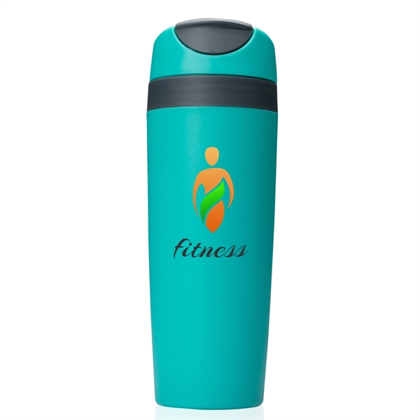 BPA-free 16 oz. plastic travel tumbler with flip lip, frosted color... from ASI 39552 BEL Promo