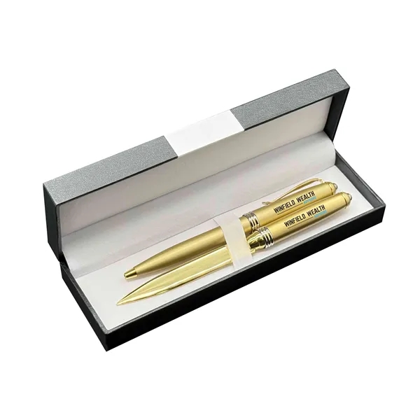Deluxe double pen box with Achilles ballpoint and either rollerball gel... from ASI 68190 Lungsal / Lungsal