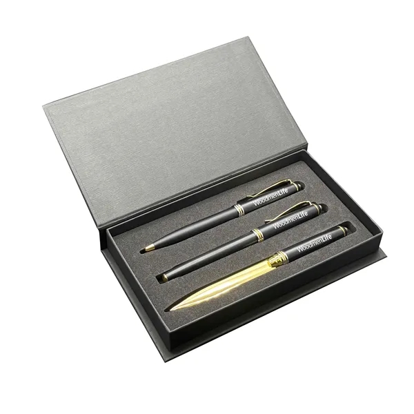 Deluxe triple pen box with Achilles ballpoint and either rollerball gel... from ASI 68190 Lungsal / Lungsal