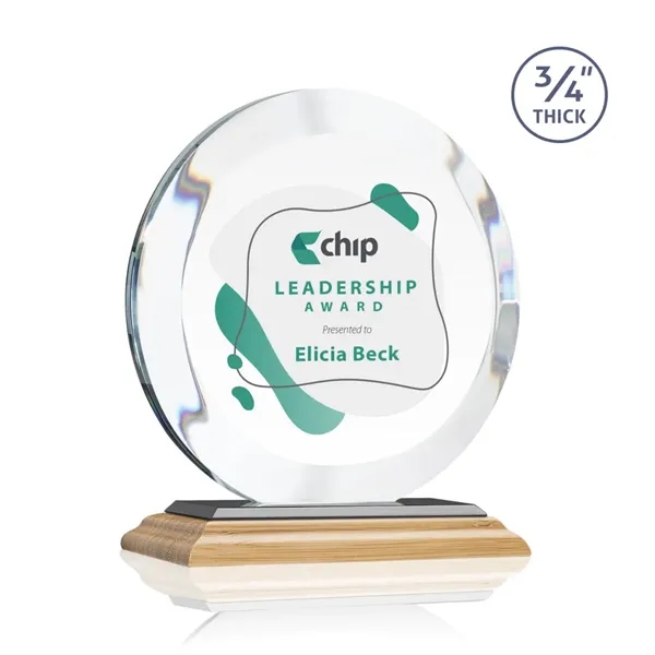 The Gibralter VividPrint™ Award is a perfect **3/4" thick** Starfire circle... from ASI 84592 St Regis Group / St Regis