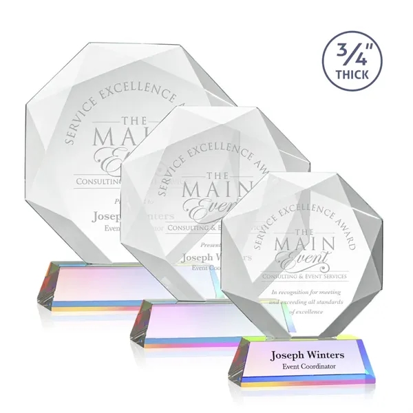 Starfire octagon shape award with faceted edges on a tall tapered... from ASI 84592 St Regis Group / St Regis