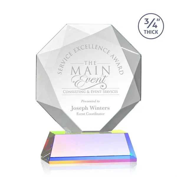 Starfire octagon shape award with faceted edges on a tall tapered... from ASI 84592 St Regis Group / St Regis