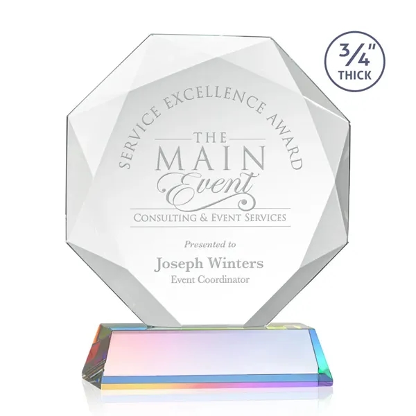 Starfire octagon shape award with faceted edges on a tall tapered... from ASI 84592 St Regis Group / St Regis