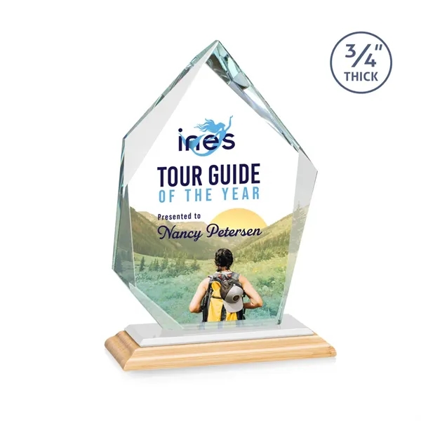 The Deerhurst VividPrint™ Ice Peak Award on Bamboo Base features **3/4"... from ASI 84592 St Regis Group / St Regis