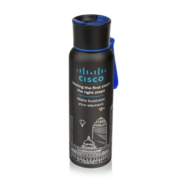 Textured black stainless steel sports water bottle... from ASI 84592 St Regis Group