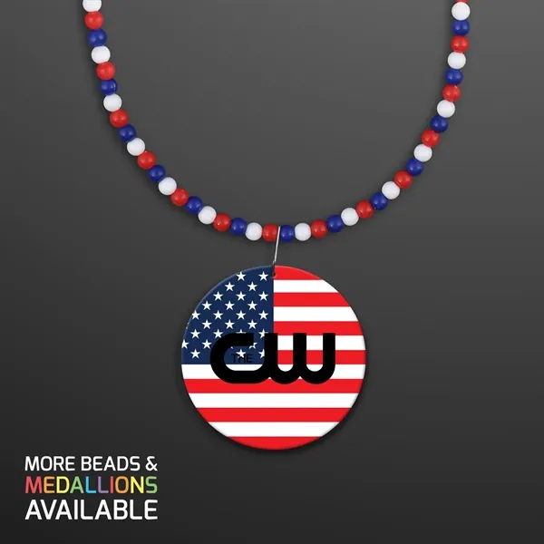 Patriotic Beads with Breakaway Clasp with Medallion; Domestic Imprint Pricing... from ASI 34194 ALightPromos